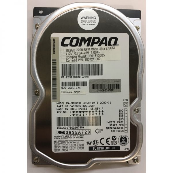 BB018135B5 - Compaq 18GB 7200 RPM SCSI 3.5" HDD 80 pin