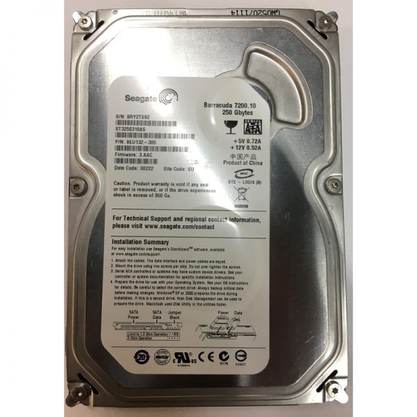 9EU132-305 - Seagate 250GB 7200 RPM SATA 3.5" HDD