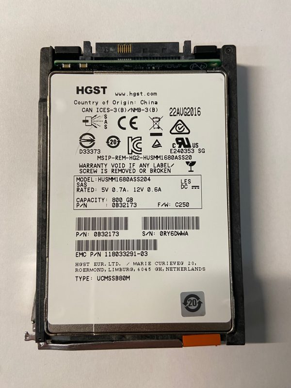 0B32173 - EMC 800GB SSD SAS 2.5" HDD for Unity 300, 400, 500, and 600 series 25 and 80 disk enclosures