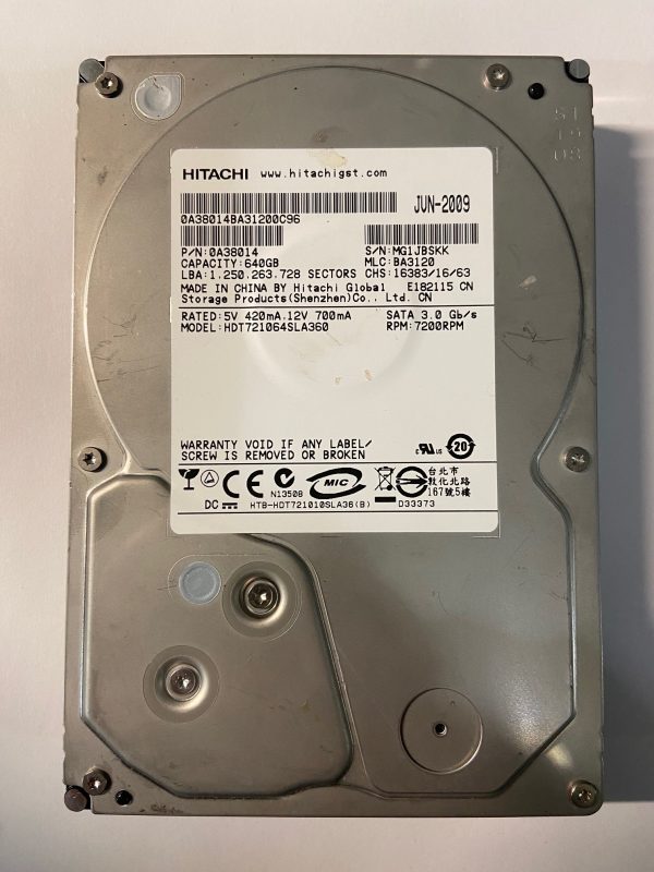 0A38014 - HitachI 640GB 7200 RPM SATA 3.5" HDD