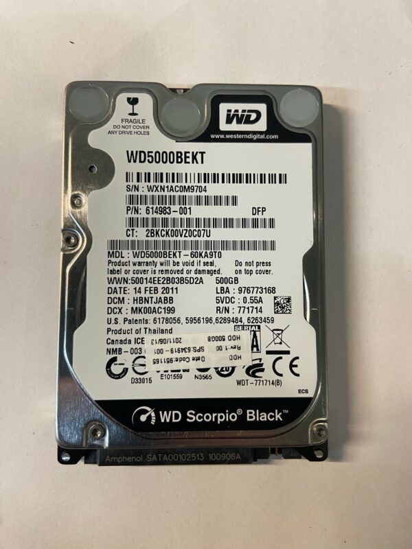 WD5000BEKT-60KA9T0 - Western Digital 500GB 7200 RPM SATA 2.5" HDD