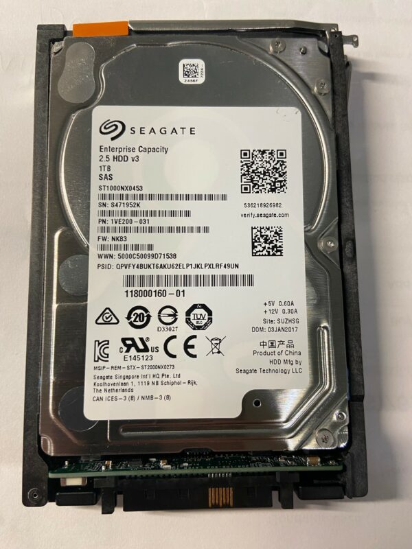 1VE200-031 - EMC 1TB 7200 RPM SAS 2.5" HDD for VNX5200, 5400,  5600, 5800, 7600, 8000 25 disk enclosures