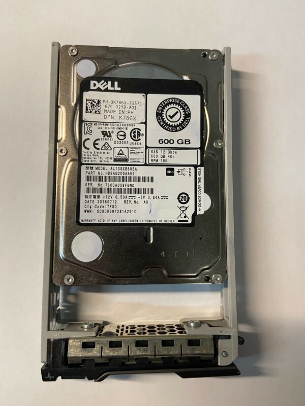 0K786X - Dell 600GB, 15K RPM SAS 2.5" HDD