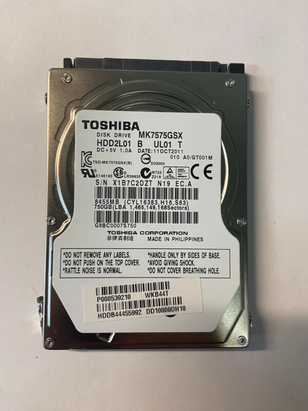 MK7575GSX - Toshiba 750GB 5400 RPM SATA 2.5" HDD