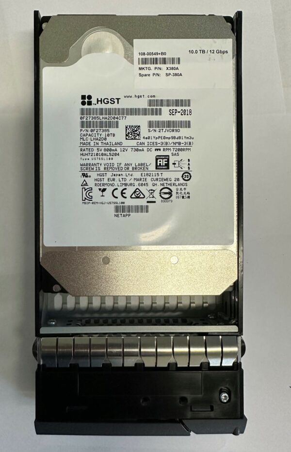 108-00549-B0 - Netapp 10TB 7200 RPM SAS 3.5" HDD for DS4246, 24 bay enclosure,  DS212C 12 bay enclosure and FAS2620